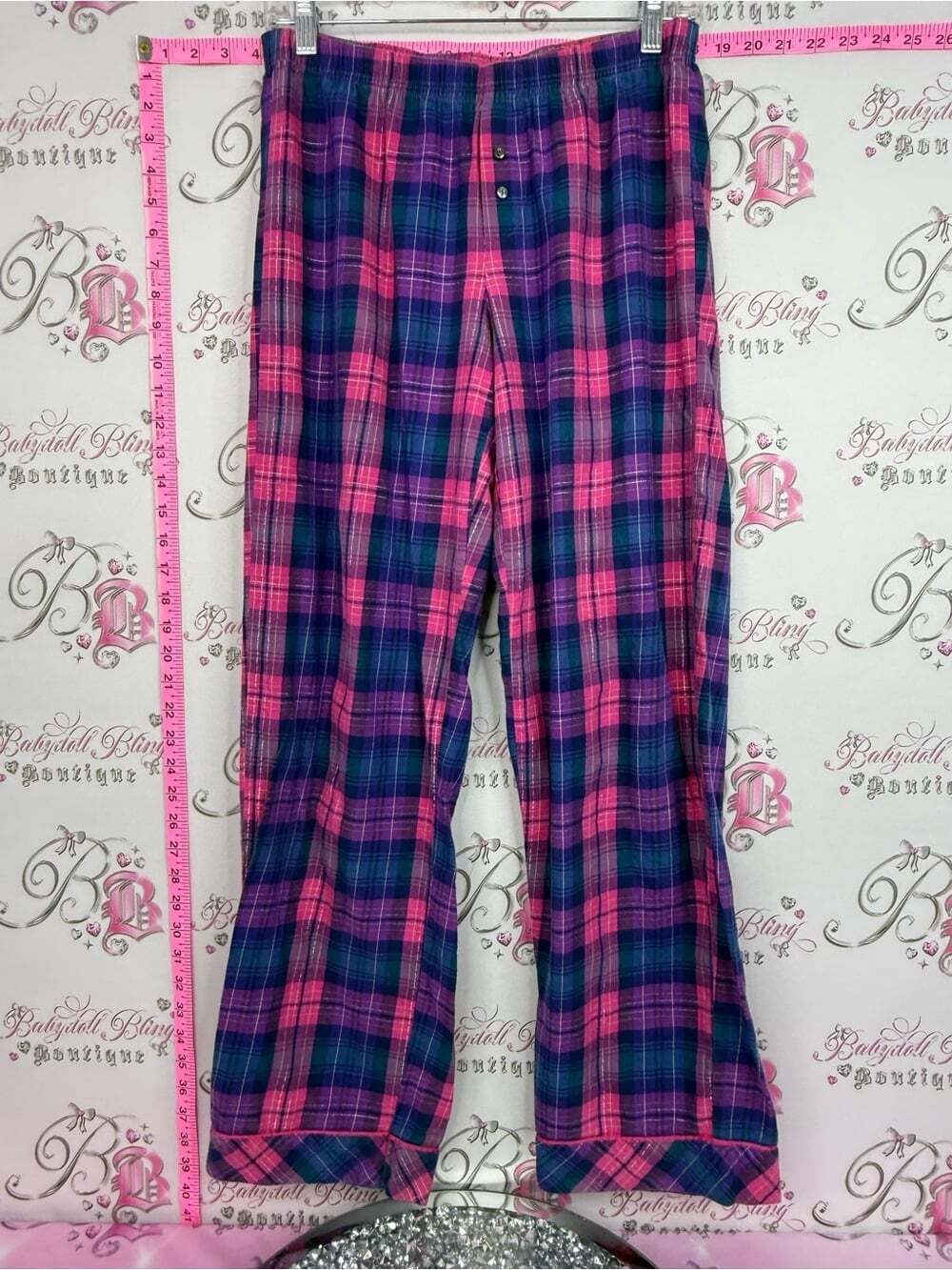 Victoria's Secret Pink and Blue Plaid pants Pajama Pants PJ